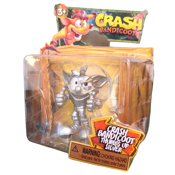 Crash Bandicoot Thumbs UP Silver Rare Figure 3 inch by Jakks NIB - Picture 2 of 5